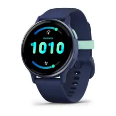 Garmin Vivoactive 5 Metallic Navy Aluminum Bezel with Navy Case and Silicone Band - 24 interest free