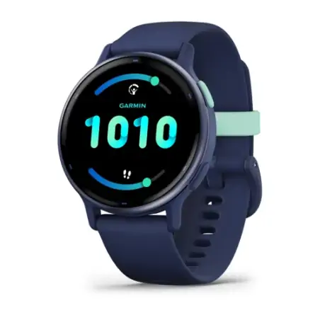 Garmin Vivoactive 5 Metallic Navy Aluminum Bezel with Navy Case and Silicone Band - 24 interest free
