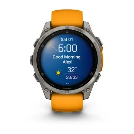 Garmin Fenix 8 51mm AMOLED Sapphire Titanium with Spark Orange and Graphite - 24 άτοκες δόσεις