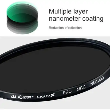 KampF Concept 72mm NanoX HD Green MultiCoated Waterproof ND1000 Slim Filter