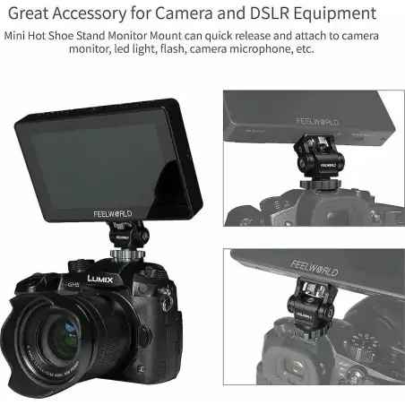 Feelworld Mini Hot Shoe Adapter Camera Monitor Mount 360 Degree Vlogger for DSLR Microphone Monitor Gopro MountVlogger