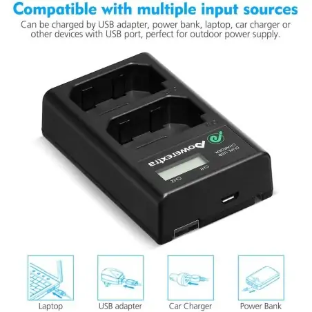 Powerextra DSFZ100 Dual Battery Charger with USB ACDC Power Adapter and LCD Display for Sony NPFZ100 Battery