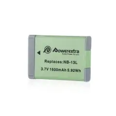 Powerextra CNNB13L Replacement Battery For Canon NB13L 1600mAh Liion