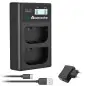 Powerextra DSLPE6 Dual Battery Charger with USB ACDC Power Adapter and LCD Display for Canon LPE6 LPE6N Battery 