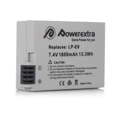 Powerextra CNLPE8 Replacement Battery For Canon LPE8 1800mAh Liion