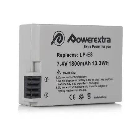 Powerextra CNLPE8 Replacement Battery For Canon LPE8 1800mAh Liion