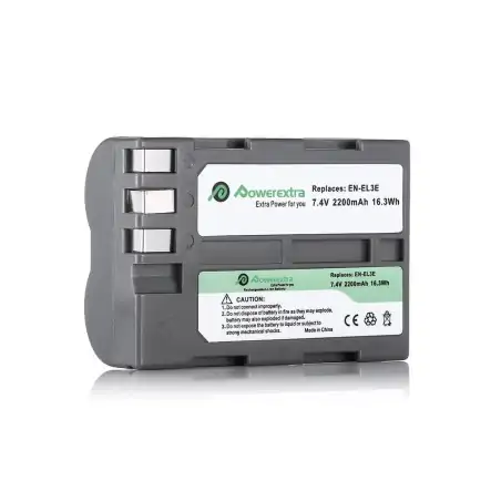 Powerextra NKENEL3E Replacement Battery For Nikon ENEL3e 2200mAh Liion