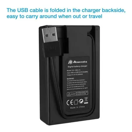 Powerextra DSENEL15 Dual Battery Charger with USB ACDC Power Adapter and LCD Display for Nikon ENEL15 Battery 