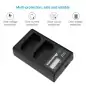 Powerextra DSENEL15 Dual Battery Charger with USB ACDC Power Adapter and LCD Display for Nikon ENEL15 Battery 