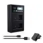 Powerextra DSW126 Dual Battery Charger with USB ACDC Power Adapter and LCD Display for Fujifilm NPW126 Battery 