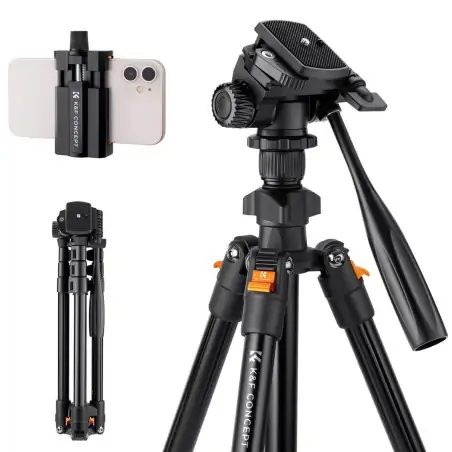 KampF Concept K234A0 Lightweight Aluminum Tripod with Video Head KF09115