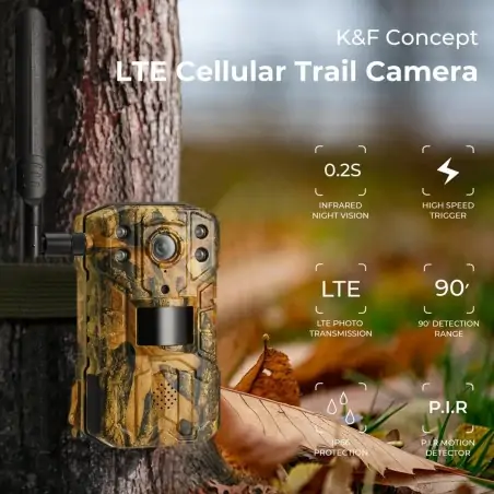KampF Concept KF35138EU 4G LTE Solar Trail Camera 27K Infrared Night Vision Camera with 02s Fast Trigger and Battery Powered