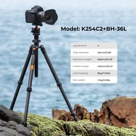 KampF Concept K254C2BH36L XSeries Carbon Fiber Tripod with Ball Head KF09123