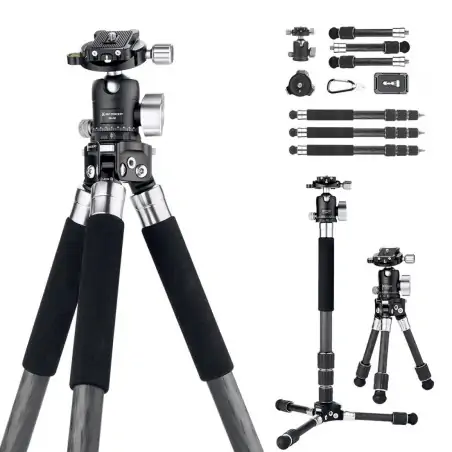 KampF Concept S254C2BH30 Lightweight Carbon Fiber Tripod Detachable Monopod Mini Tripod KF09113
