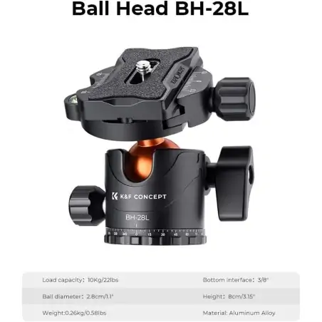 KampF Concept T255A4BH28L Camera Aluminum Tripod with Ball Head amp Detachable Monopod KF09085V7