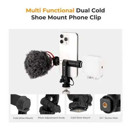 KampF Concept MS12 Phone Clamp With Two Cold Shoe Mount KF31084