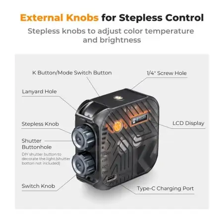 KampF Concept LS01 Portable BiColor 2500K9900K LED Light Black KF34035
