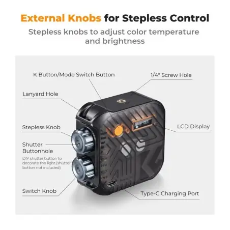 KampF Concept LS01RGB Portable RGB BiColor 2500K9900K LED Light Black KF34036
