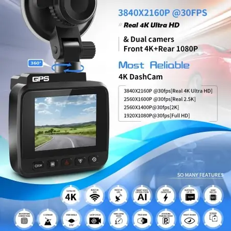 KampF Concept V53 Car Dash Cam 4K IPS Οθόνη 3 με Κάμερα Οπισθοπορείας GW410057