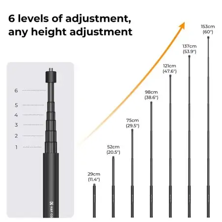 KampF Concept MS07 Invisible Selfie Stick 153cm Compatible with Insta360 GoPro DJI Action KF09132