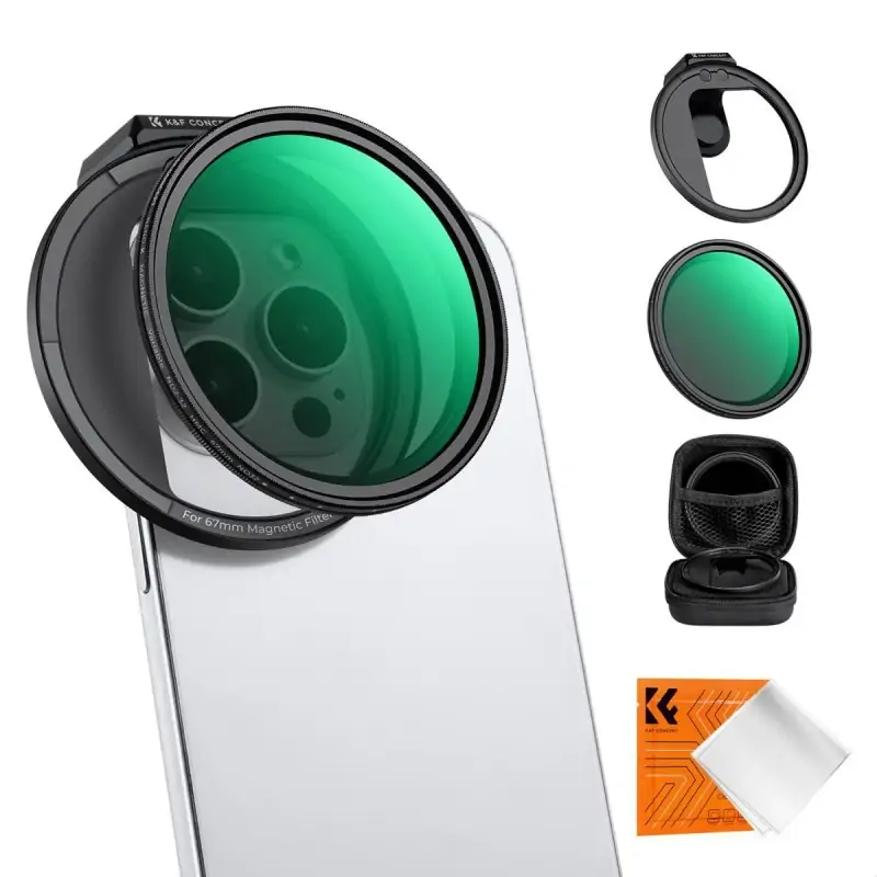 KampF Concept 67mm ClipOn Magnetic ND232 Filter 15 Stop Kit For Mobile Phones KF012674