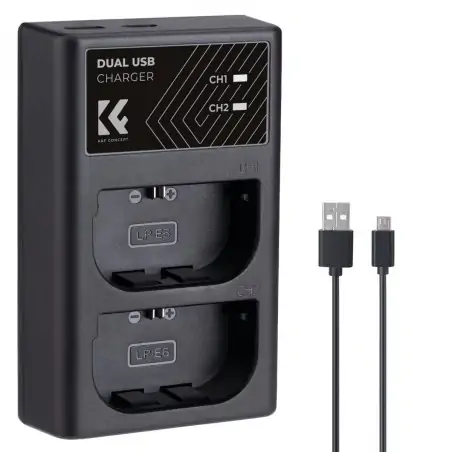 KampF Concept LPE6NH Dual Slot Battery Fast Charger Compatible with Canon LPE6LPE6NLPE6NH KF280007