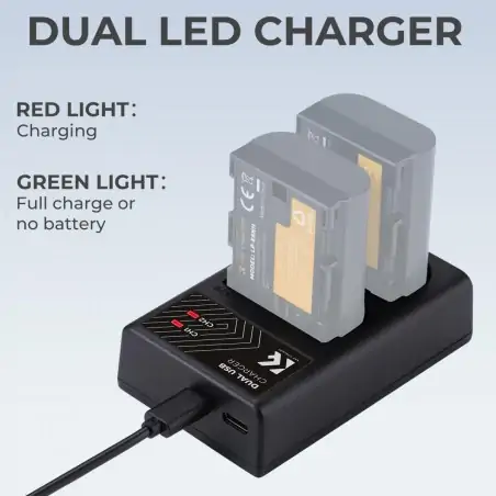 KampF Concept LPE6NH Dual Slot Battery Fast Charger Compatible with Canon LPE6LPE6NLPE6NH KF280007