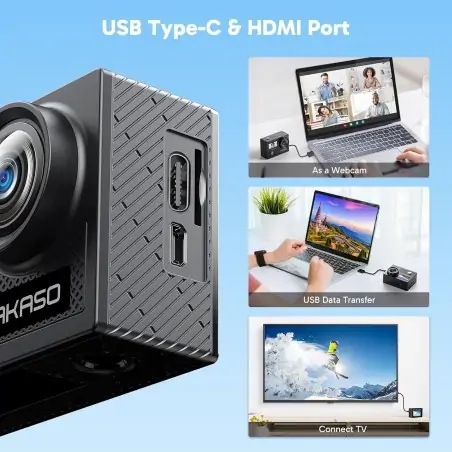Akaso Brave 4 4K30fps 20MP WiFi Action Camera Υποβρύχια με Θήκη με WiFi Οθόνη 2 EIS Remote Control 5xZoom 2 Μπαταρίες και Αξεσουάρ