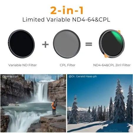 KampF Concept 77mm NanoX Variable ND4ND64 and Circular Polarizing Filter KF011917