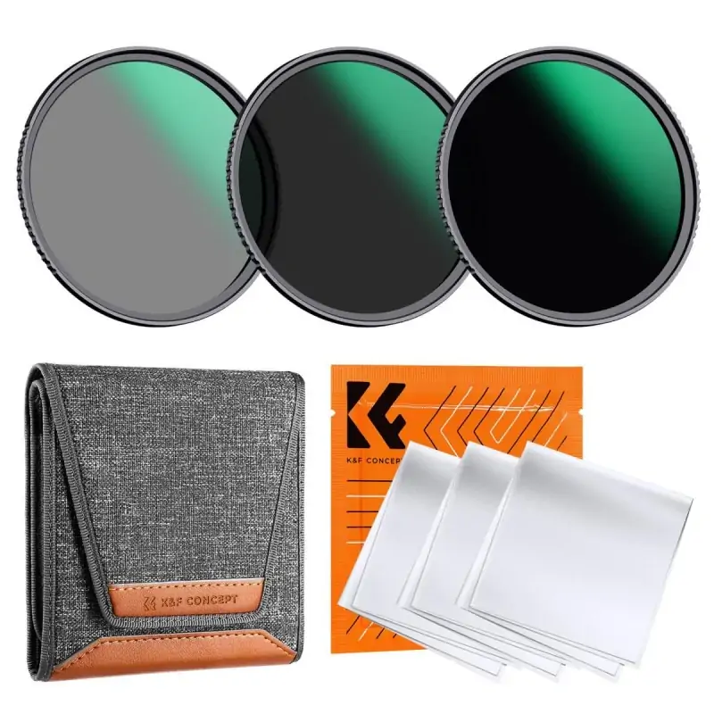 KampF Concept 49mm NanoD ND8ND64ND1000 Lens Filter Kit with 3 Cleaning Cloths and Filter Pouch SKU2041V1