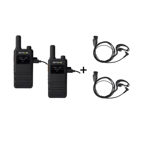 Retevis B63S Ultra-Slim PMR446 + 2x G-Hook earpiece C9239A