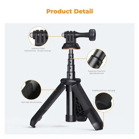 KampF Concept MS10 Selfie Stick Tripod 335cm Compatible with Akaso Insta360 GoPro DJI Action Camera KF09133V3