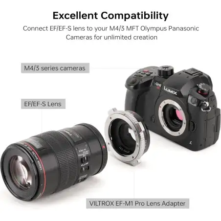 Viltrox EFM1 Pro Canon EFEFS Lens Auto Focus Mount Adapter for MFT Cameras