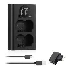 Powerextra DSW235 Dual Battery Charger with USB ACDC Power Adapter and LCD Display for Fujifilm NPW235 Battery 