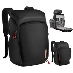 KampF Concept KF13128V6 Σακίδιο Φωτογραφικής Μηχανής Alpha Air 25L  με Αδιάβροχη Κάλυψη Nature Wander 01 Μαύρο