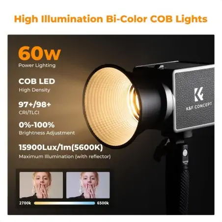 KampF Concept PL60B LED Φωτιστικό 28006500K με Ενσωματωμένη Μπαταρία 4500mAh KF34045