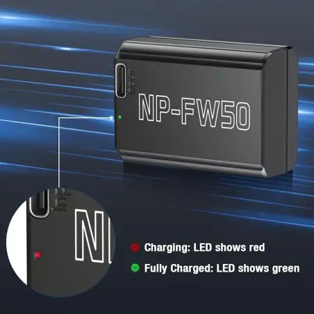 Powerextra NPFW50 1500mAh Battery With TypeC Fast Charging Compatible with Sony