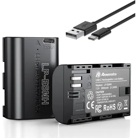 Powerextra LPE6NH 2950mAh Battery With TypeC Fast Charging Compatible with Canon