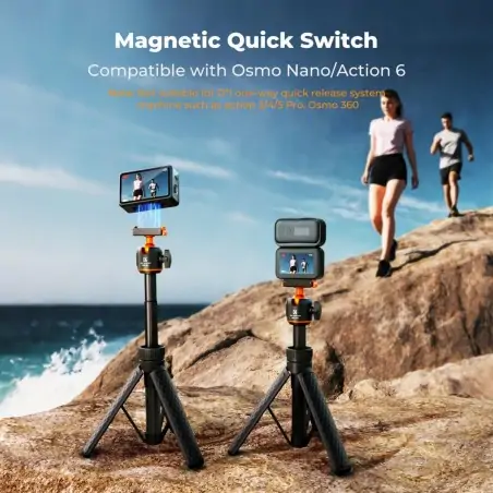 KampF Concept MS54 Mini Επεκτάσιμο Τρίποδο με Μαγνητικό Quick Release για DJI Osmo Action 6 και Osmo Nano