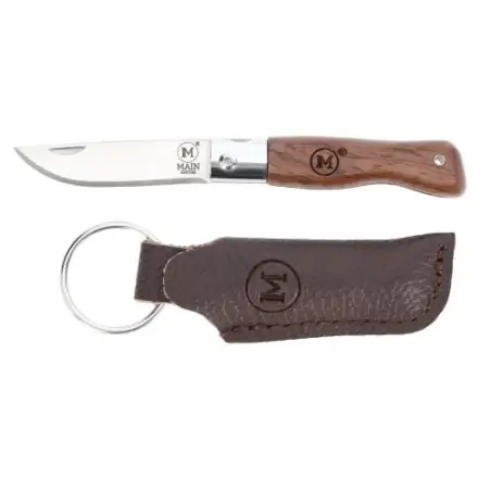 MAIN Mini Line Pocket Knife Walnut Wood and Leather Pouch